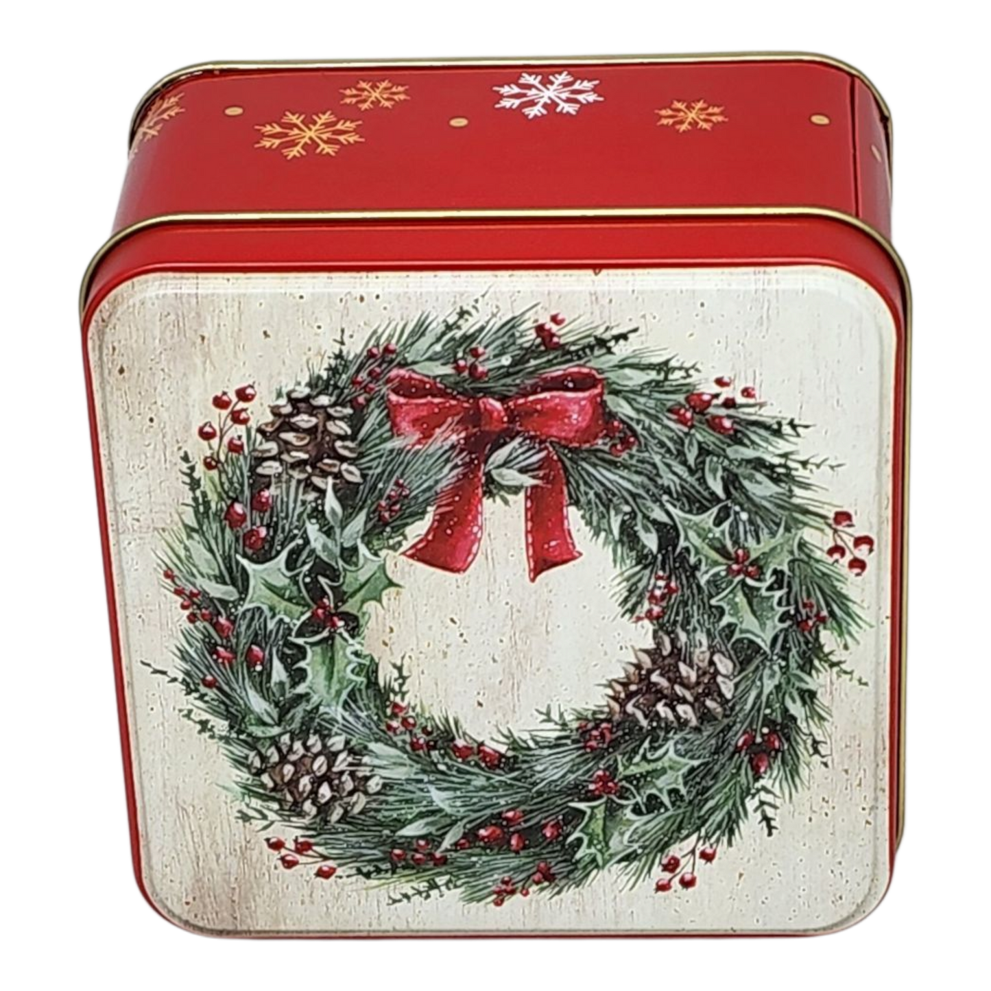 Wreath of Cheer Treat Tin - 4 Inch
