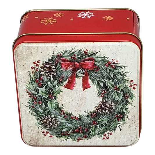 Wreath of Cheer Treat Tin - 4 Inch