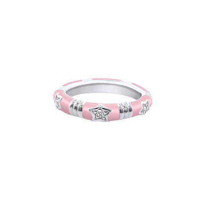 Stars Of Night Stackable Ring pink enamel with silver star accents Lauren G Adams on Tampa Home & Garden Store