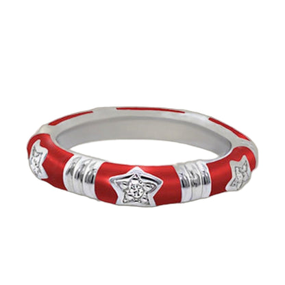 Stars Of Night Stackable Ring by Lauren G Adams red white striped band and shield motif on Tampa Home & Garden Store