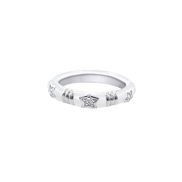 Stars Of Night Stackable Ring by Lauren G Adams, silver-tone ring with star accents on Tampa Home & Garden Store