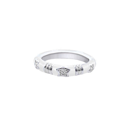 Stars Of Night Stackable Ring by Lauren G Adams, silver-tone ring with star accents on Tampa Home & Garden Store