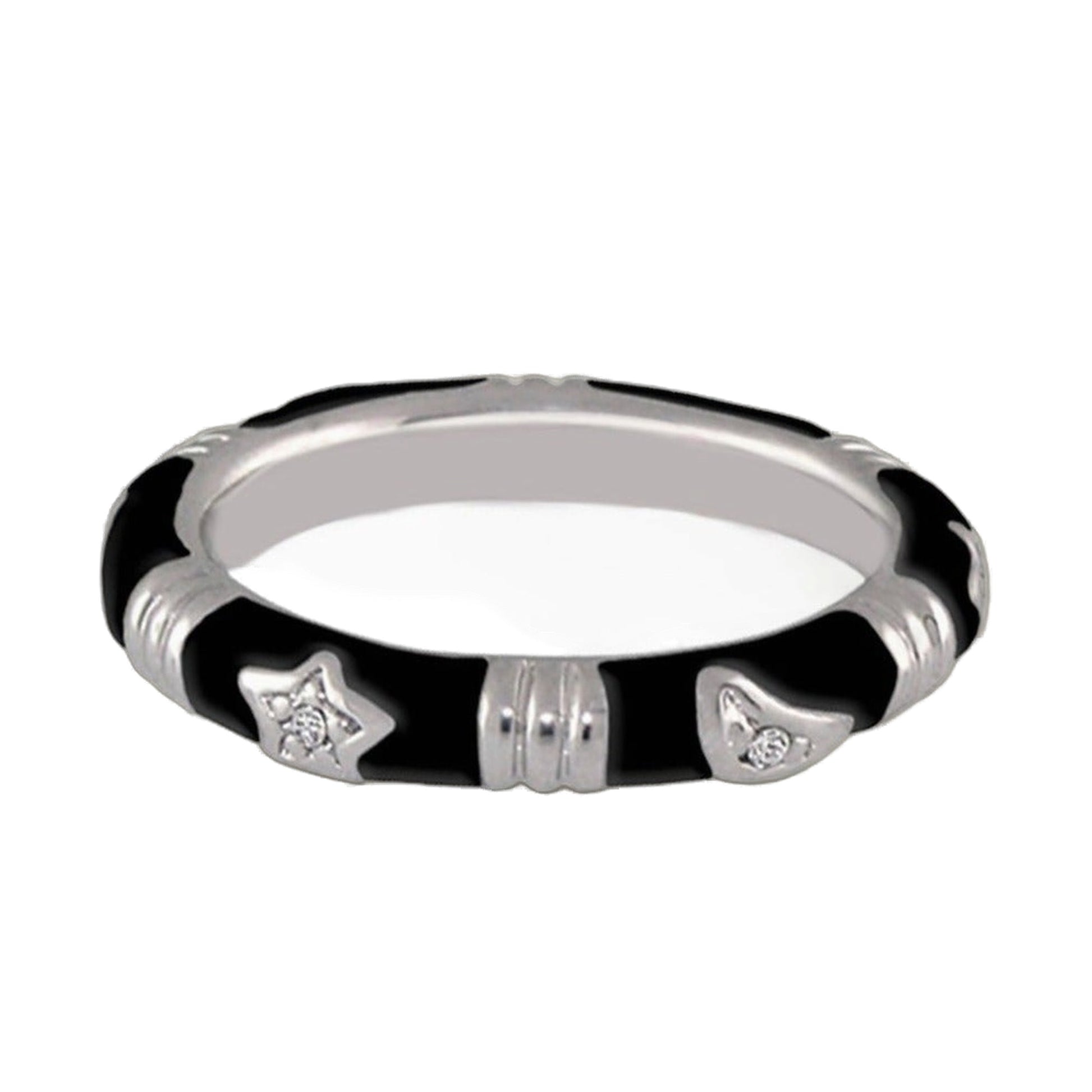 Stars of Night Stackable Ring Slim Station Band black with star accents Lauren G Adams on Tampa Home & Garden Store