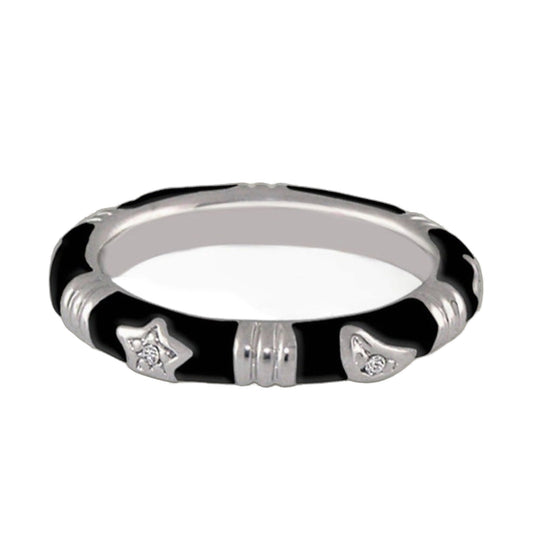 Stars of Night Stackable Ring Slim Station Band black with star accents Lauren G Adams on Tampa Home & Garden Store