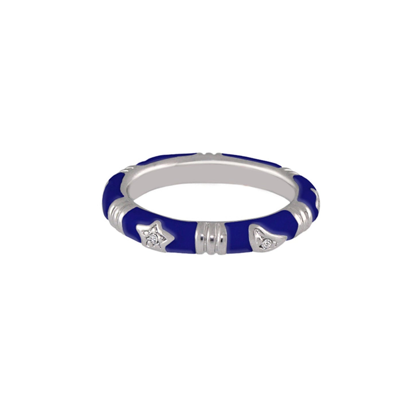 Stars of Night Stackable Ring Slim Station Band with silver stars and moons by Lauren G Adams on Tampa Home & Garden Store