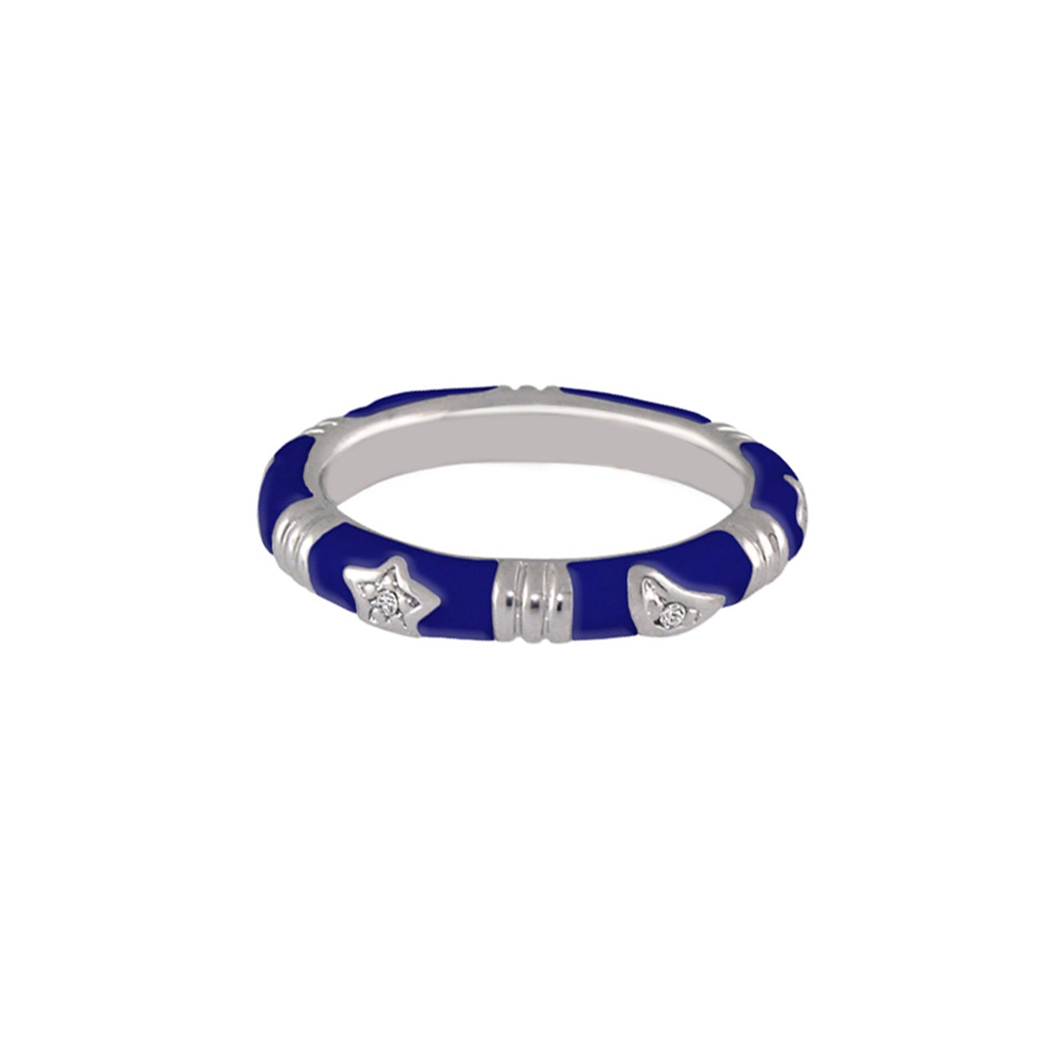 Stars of Night Stackable Ring Slim Station Band with silver stars and moons by Lauren G Adams on Tampa Home & Garden Store