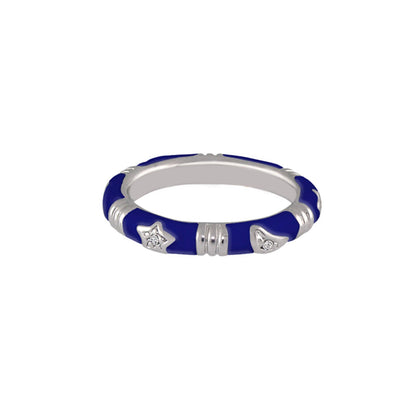 Stars of Night Stackable Ring Slim Station Band with silver stars and moons by Lauren G Adams on Tampa Home & Garden Store