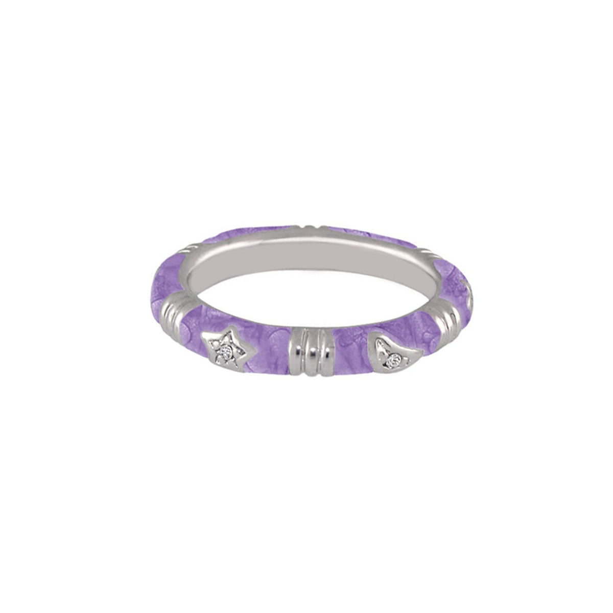 Stars of Night Stackable Ring by Lauren G Adams slim purple marbled band with star charms on Tampa Home & Garden Store