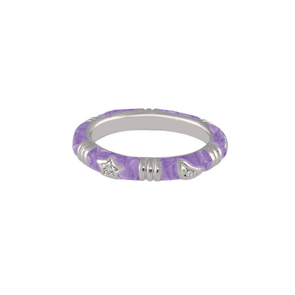 Stars of Night Stackable Ring by Lauren G Adams slim purple marbled band with star charms on Tampa Home & Garden Store