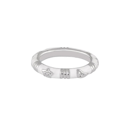 Stars of Night stackable ring slim station band in silver with star accents on Tampa Home & Garden Store
