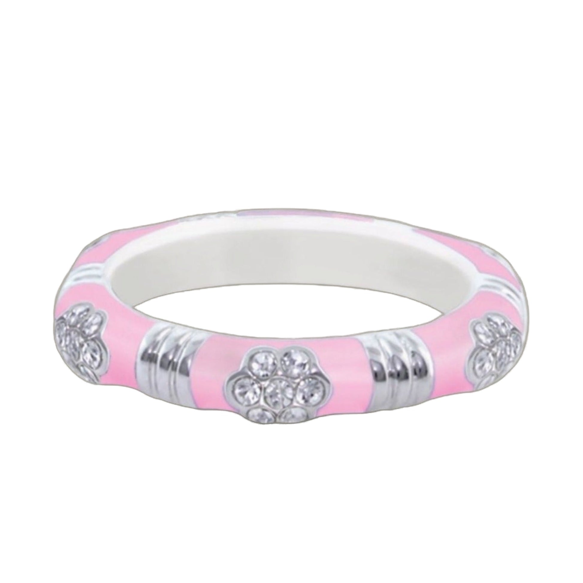 Daisy Love Stackable Ring — Pavé Flower, pink enamel ring with crystal flowers on Tampa Home & Garden Store