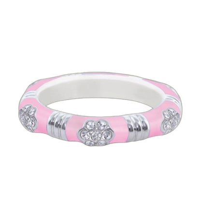 Daisy Love Stackable Ring — Pavé Flower, pink enamel ring with crystal flowers on Tampa Home & Garden Store