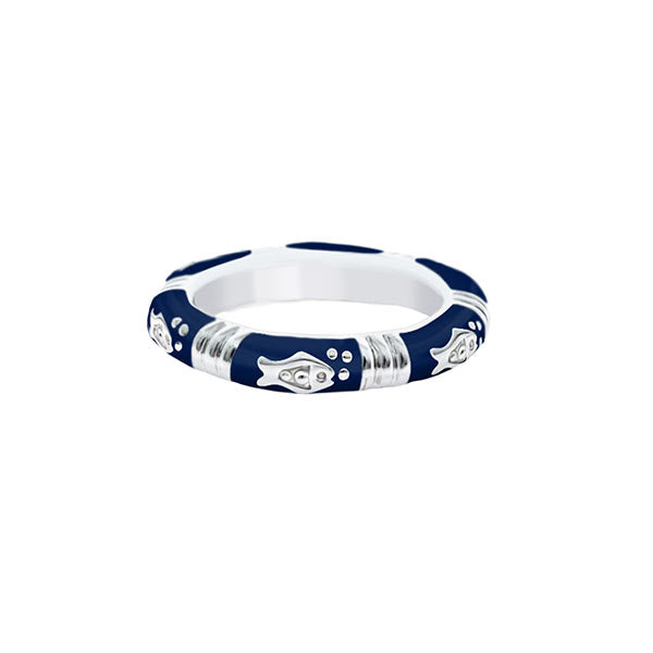 Ocean Love Stackable Ring Lauren G Adams navy blue with silver accents on Tampa Home & Garden Store