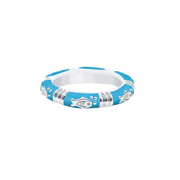 Ocean Love Stackable Ring by Lauren G Adams; blue silicone with silver nautical charms on Tampa Home & Garden Store