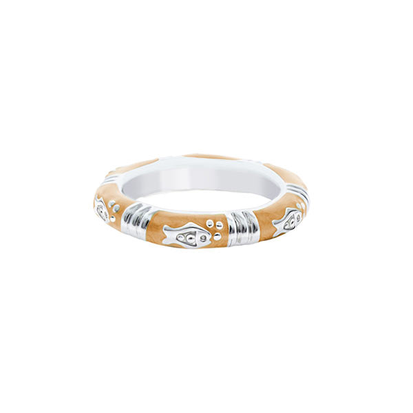 Ocean Love Stackable Ring by Lauren G Adams, tan and silver-tone band with ocean motif on Tampa Home & Garden Store