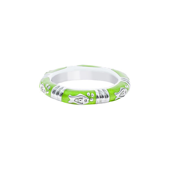 Ocean Love Stackable Ring lime green enamel with silver-tone accents by Lauren G Adams on Tampa Home & Garden Store