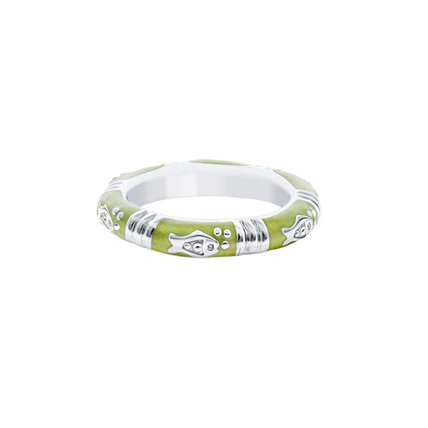 Ocean Love Stackable Ring by Lauren G Adams, green enamel with silver-tone bands on Tampa Home & Garden Store