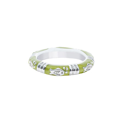 Ocean Love Stackable Ring by Lauren G Adams, green enamel with silver-tone bands on Tampa Home & Garden Store