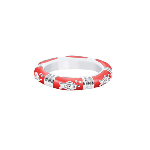 Ocean Love Stackable Ring by Lauren G Adams, red enamel with silver accents, stackable ring on Tampa Home & Garden Store