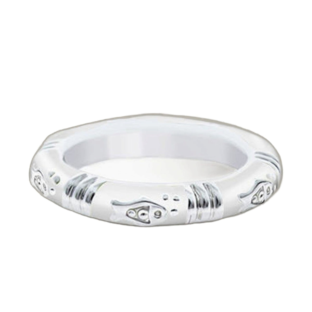 Ocean Love Stackable Ring by Lauren G Adams, white ring with blue wave engravings on Tampa Home & Garden Store