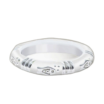 Ocean Love Stackable Ring by Lauren G Adams, white ring with blue wave engravings on Tampa Home & Garden Store