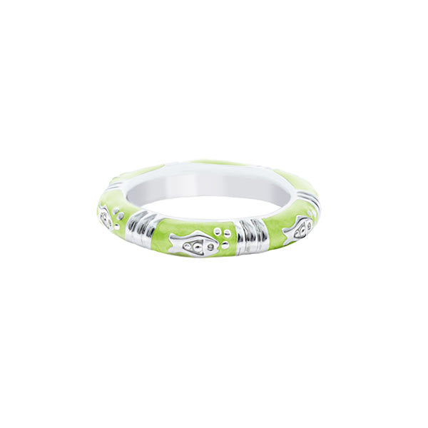 Ocean Love Stackable Ring by Lauren G Adams in lime enamel with silver accents on Tampa Home & Garden Store