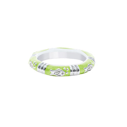 Ocean Love Stackable Ring by Lauren G Adams in lime enamel with silver accents on Tampa Home & Garden Store