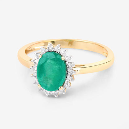 Ring 1.34ct Zambian emerald haloed by diamonds in 10K yellow gold, Bids.com on Tampa Home & Garden Store