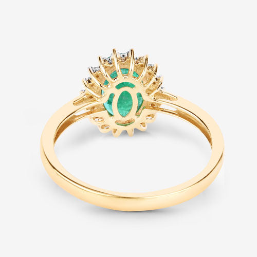 1.34ct Zambian emerald and white diamond ring in 10K yellow gold by Bids.com, sunburst setting on Tampa Home & Garden Store