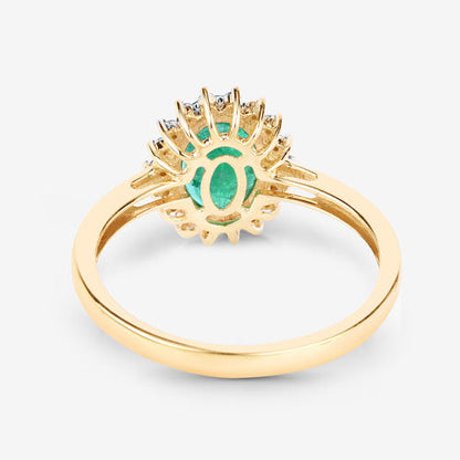 1.34ct Zambian emerald and white diamond ring in 10K yellow gold by Bids.com, sunburst setting on Tampa Home & Garden Store
