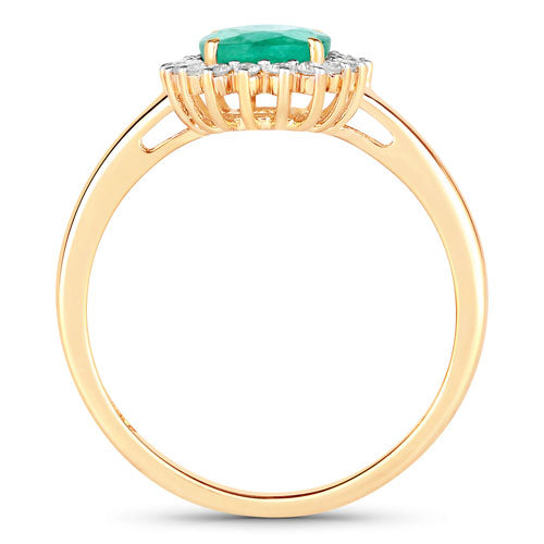 Ring 1.34ct Zambian emerald and white diamond in 10K yellow gold by Bids.com on Tampa Home & Garden Store