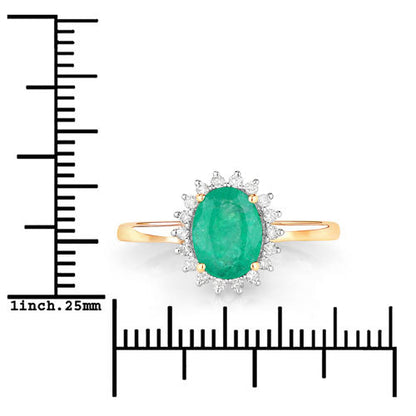 Ring 1.34ct Zambian emerald with white diamond halo in 10K yellow gold on Tampa Home & Garden Store