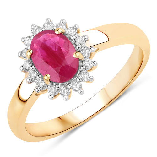 Ring: 1.01ct ruby center with white diamond halo, 10K yellow gold band, by Bids.com on Tampa Home & Garden Store