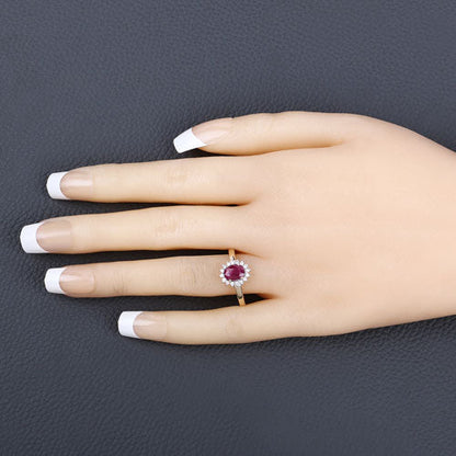 Genuine ruby and white diamond halo ring in 10K yellow gold, 1.01ct ruby center, Bids.com on Tampa Home & Garden Store