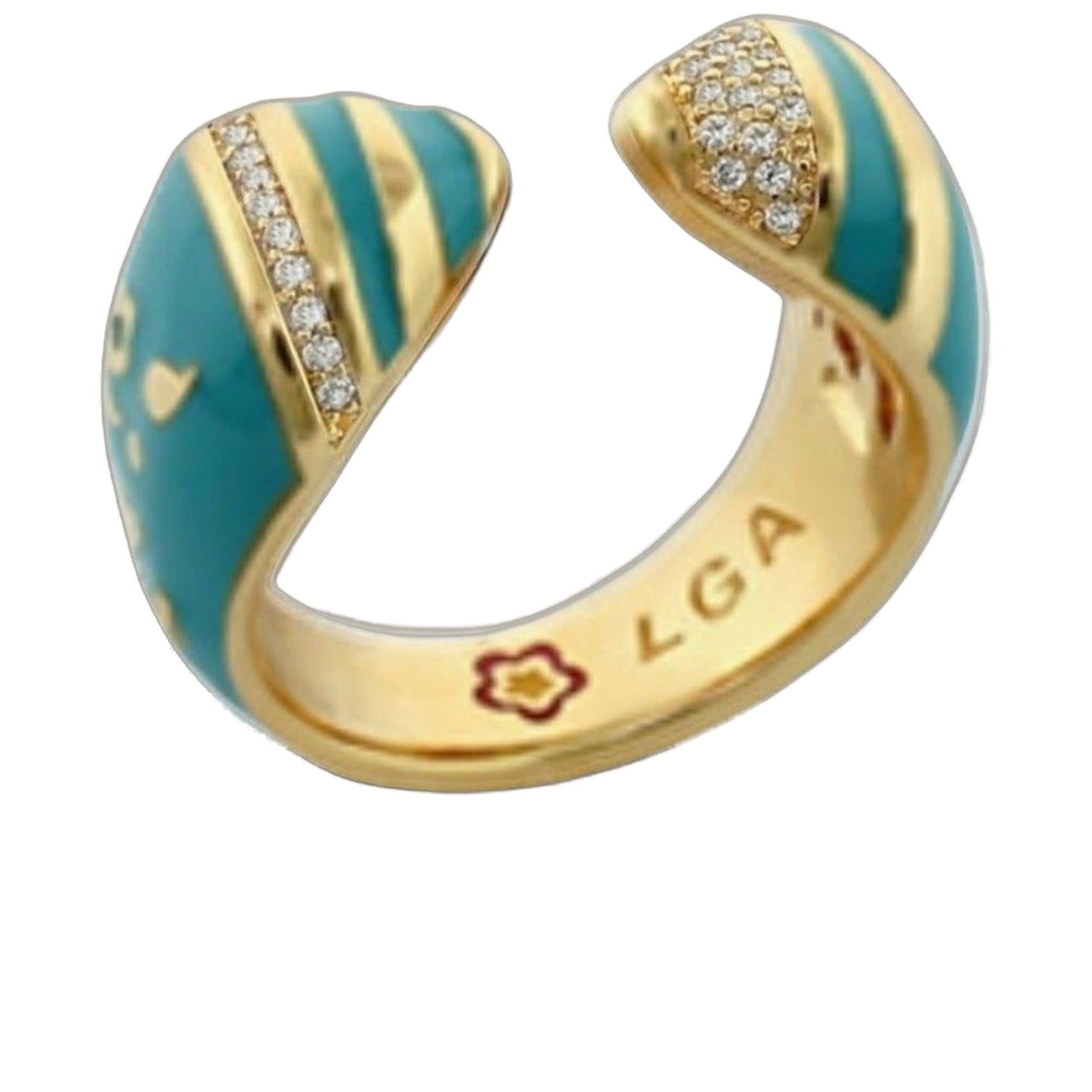 Flowers by Orly Ring Pavé Wrap turquoise enamel gold band with diamonds Lauren G Adams on Tampa Home & Garden Store