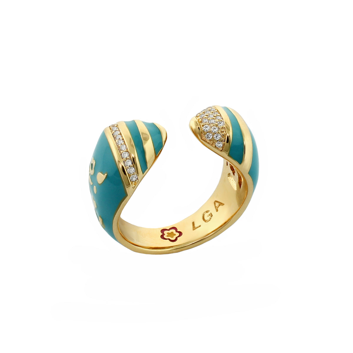 Flowers by Orly Ring Open Pave Wrap turquoise on gold band with diamonds Lauren G Adams on Tampa Home & Garden Store