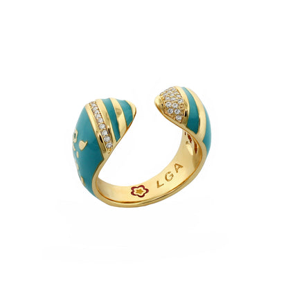 Flowers by Orly Ring Open Pave Wrap turquoise on gold band with diamonds Lauren G Adams on Tampa Home & Garden Store