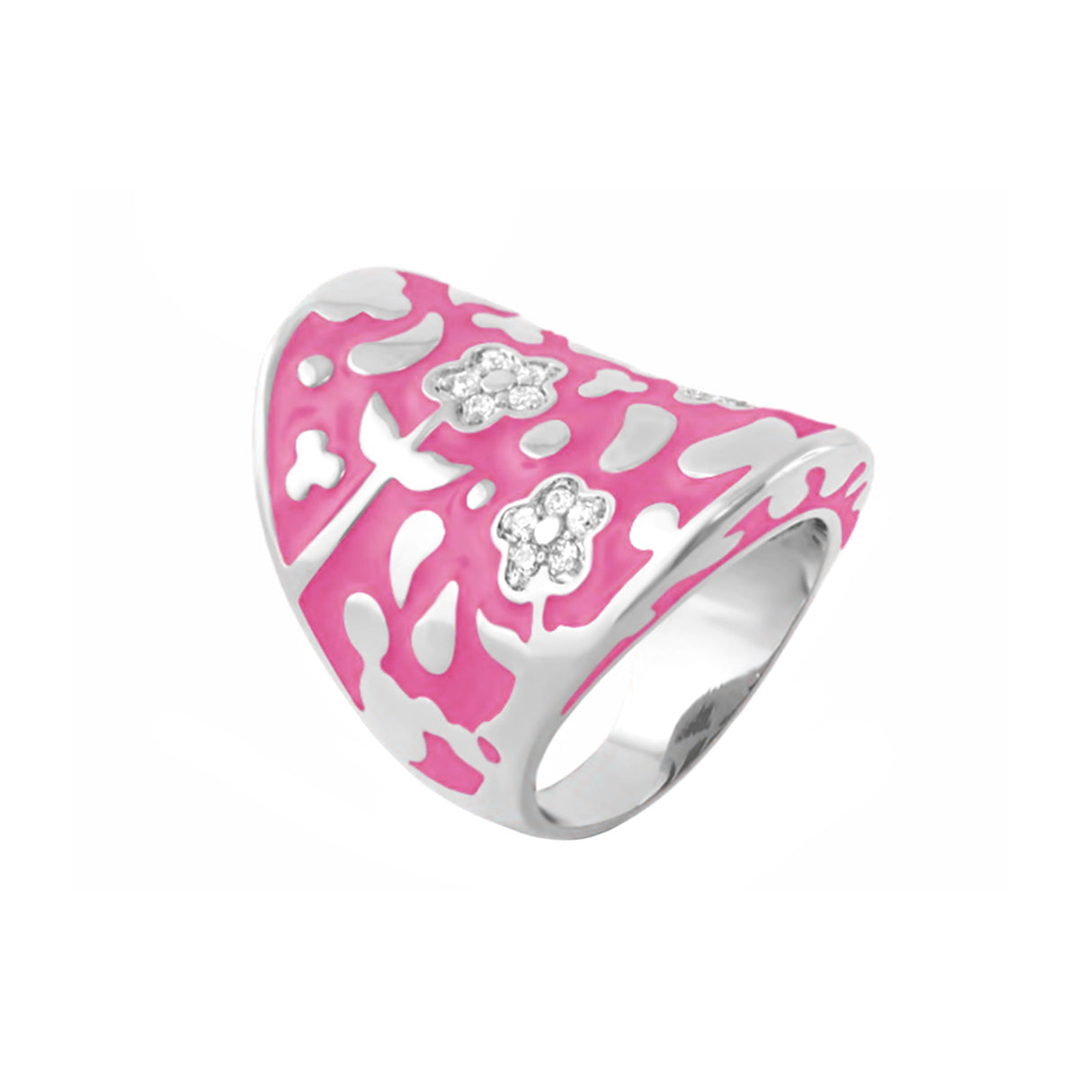 Cocktail ring Flowers by Orly Swirl Pavé Flower Dome in pink with Lauren G Adams on Tampa Home & Garden Store