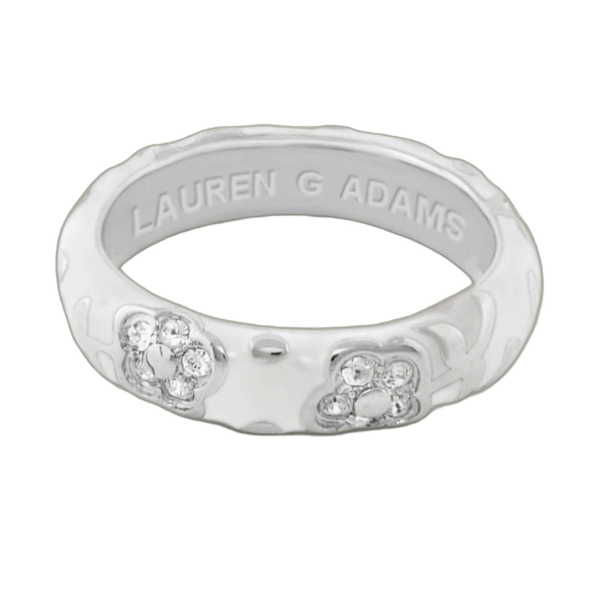 Flowers By Orly Stackable Ring, silver-tone band with crystal skull accents, Lauren G Adams on Tampa Home & Garden Store
