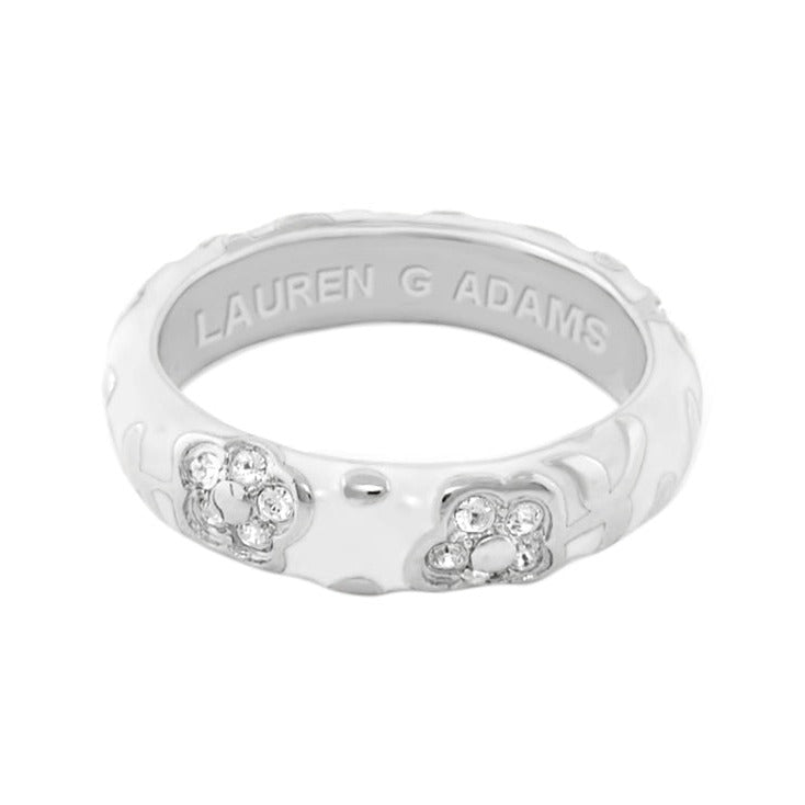 Flowers By Orly stackable ring Lauren G Adams silver band with crystal flower clusters on Tampa Home & Garden Store