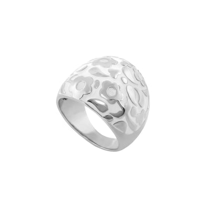 Flowers by Orly Ring domed flower inlay cocktail ring, silver-tone wide band Lauren G Adams on Tampa Home & Garden Store