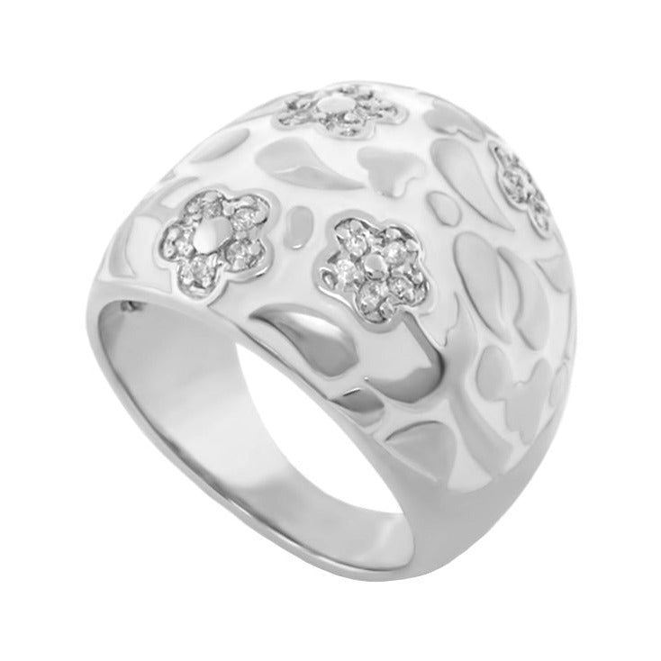 Silver-tone cocktail ring Flowers by Orly Pavé Flower with crystal petals Lauren G Adams on Tampa Home & Garden Store