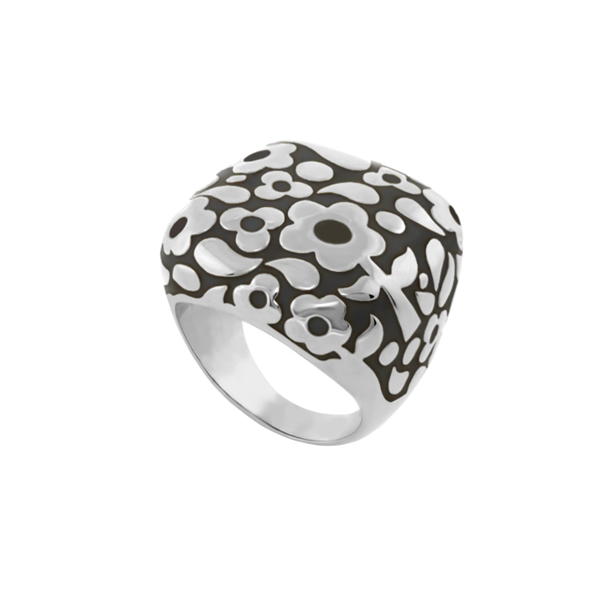 Flowers by Orly Cocktail Ring — Contrast Flower Dome in black and white, Lauren G Adams on Tampa Home & Garden Store