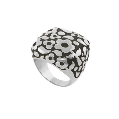 Flowers by Orly Cocktail Ring — Contrast Flower Dome in black and white, Lauren G Adams on Tampa Home & Garden Store