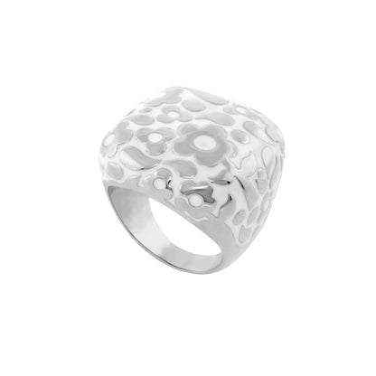 Flowers by Orly cocktail ring, silver-tone dome with contrast flower pattern on Tampa Home & Garden Store
