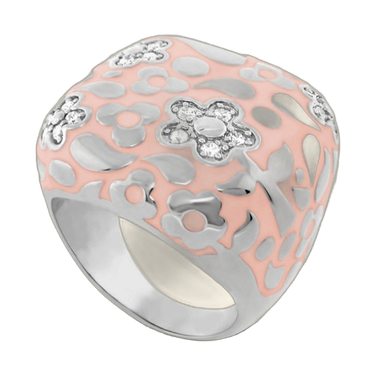 Cocktail ring Flowers by Orly Pavé Flower Dome, pink enamel with pavé by Lauren G Adams on Tampa Home & Garden Store