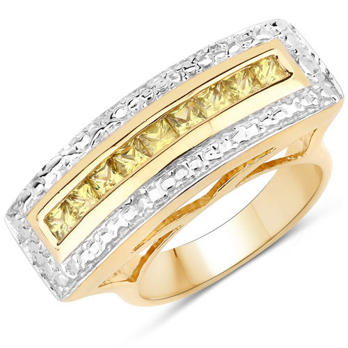 Yellow sapphire channel ring in sterling silver with gold-tone center strip on Tampa Home & Garden Store