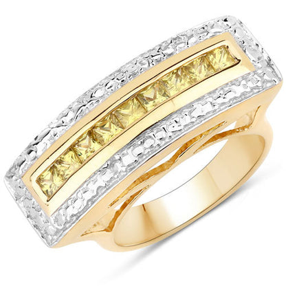 Yellow sapphire channel ring in sterling silver with gold-tone center strip on Tampa Home & Garden Store
