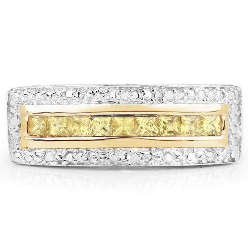 Yellow sapphire ring 1.08ct in two-tone .925 silver with gold channel by Bids.com on Tampa Home & Garden Store