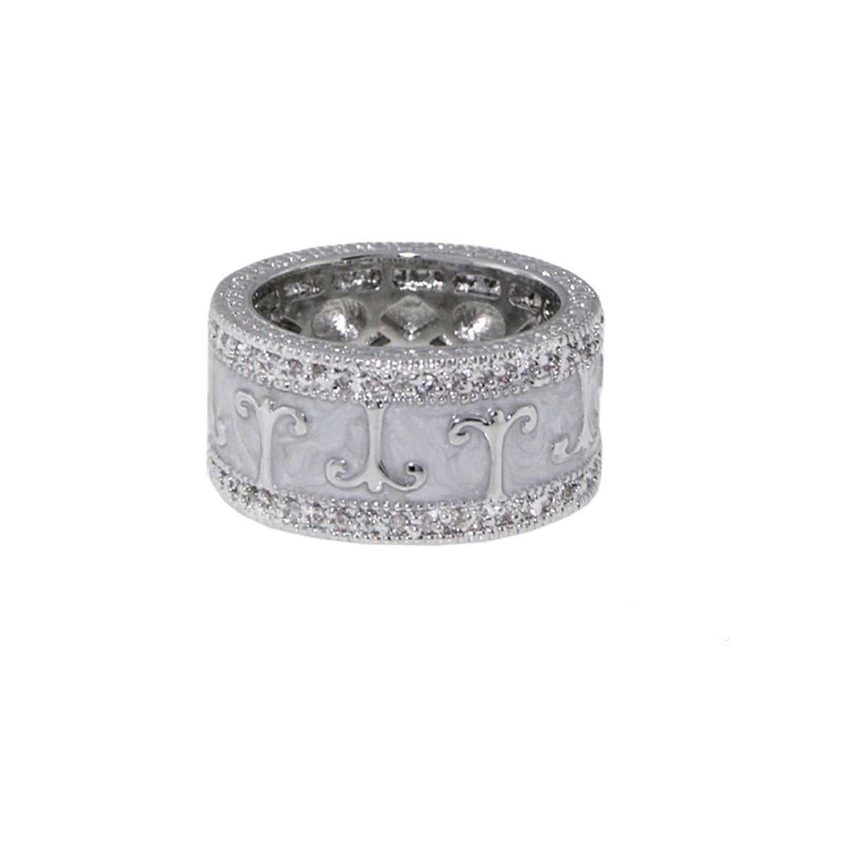 Renaissance Style Ring — Pavé Edge Scroll, silver-toned band with scroll motif by Lauren G Adams on Tampa Home & Garden Store
